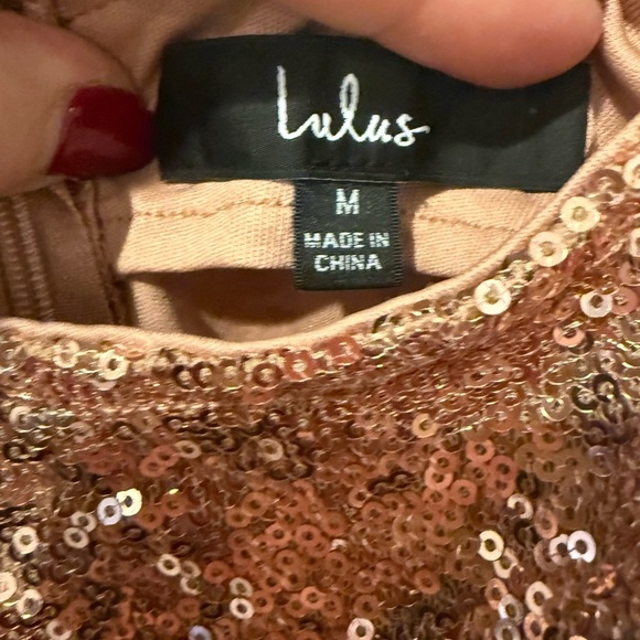 Lulu's Bring It Rose Sequin Bodycon Mini Dress Holiday Size M - Picture 4 of 5